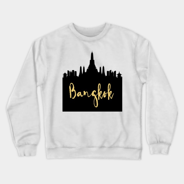 BANGKOK THAILAND DESIGNER SILHOUETTE SKYLINE ART Crewneck Sweatshirt by deificusArt